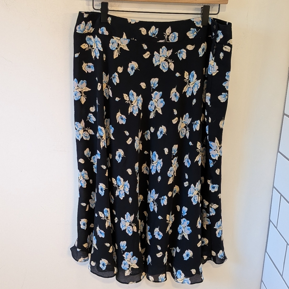 VTG y2k 90s Jones New York Ditsy Floral Silk Skirt 14